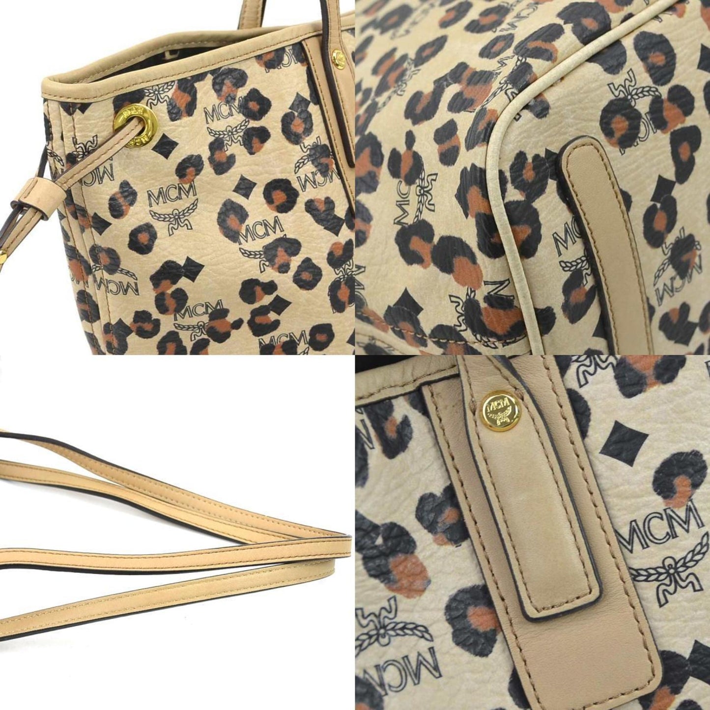 Mcm Shoulder Bag Tote Loveless Collaboration Leather Beige