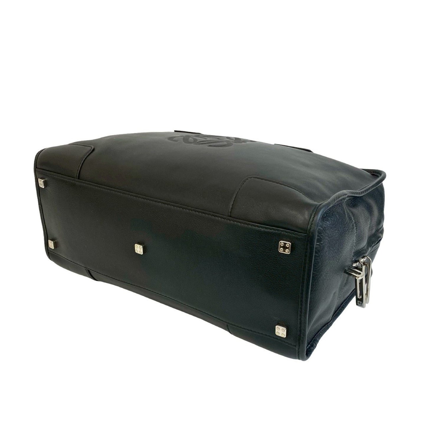 Loewe Amazona 36 Anagram Logo Engraved Leather Handbag/Mini Boston Bag Black 67688