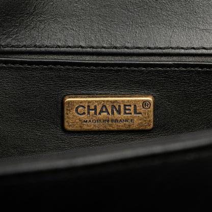 Chanel Coco Mark Boy 25 Crossbody Chain Shoulder Bag In Black Lambskin