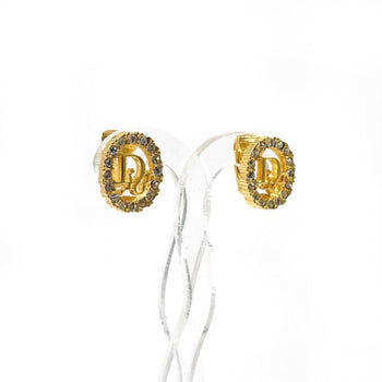 Christian Dior Earrings Gp/Rhinestone Gold