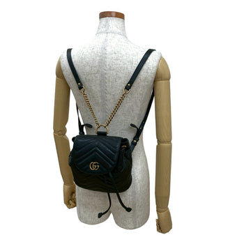 Gucci Gg Marmont Logo Hardware Leather Mini Rucksack/Daypack In Black