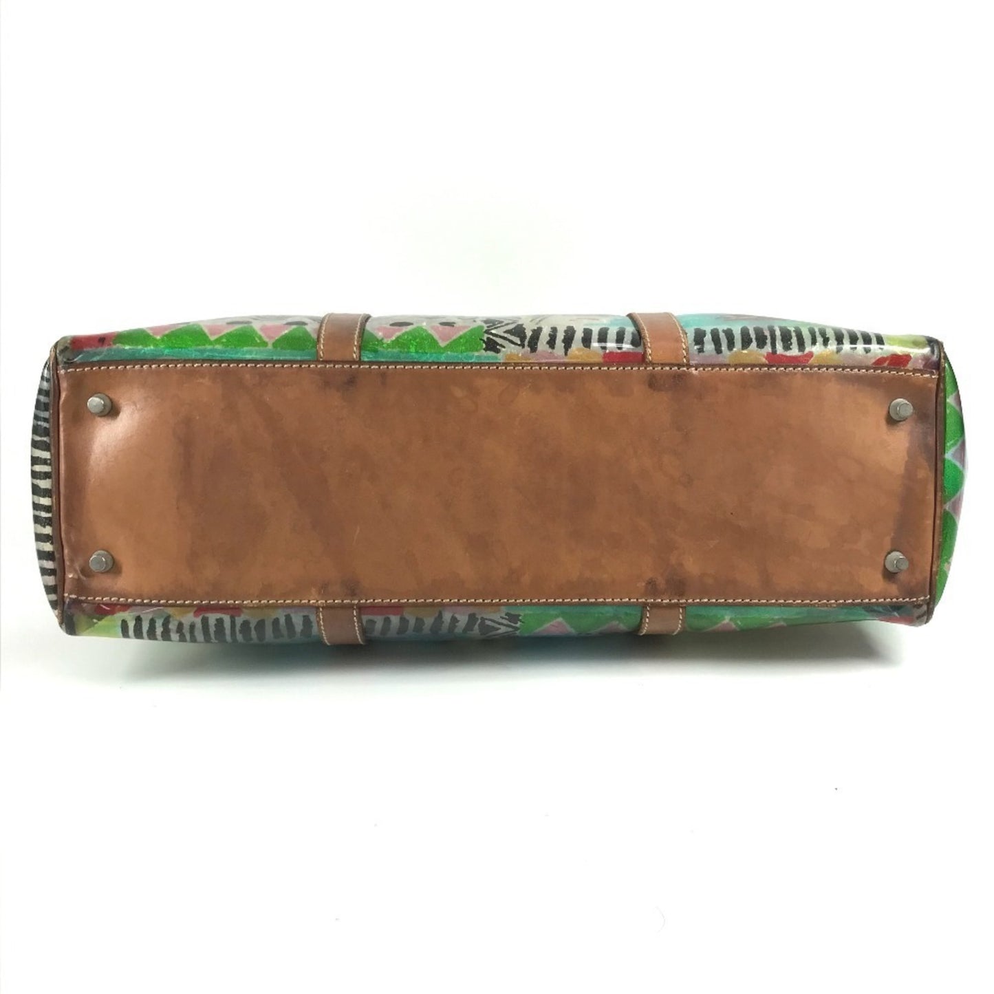 Prada Br2515 Venetian Print All-Over Triangle Logo Plaque Shoulder Bag/Tote Bag In Vinyl And Leather