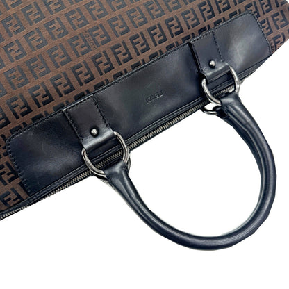 Fendi Zucchino Handbag Tote Bag Canvas Leather