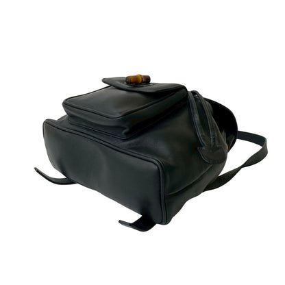 Gucci Bamboo Turnlock Leather Rucksack/Daypack In Dark Navy