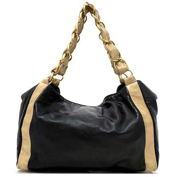 Chanel Chain Tote Bag Black Beige Gold Cocomark Leather Lambskin 7Th Chanel Big Soft