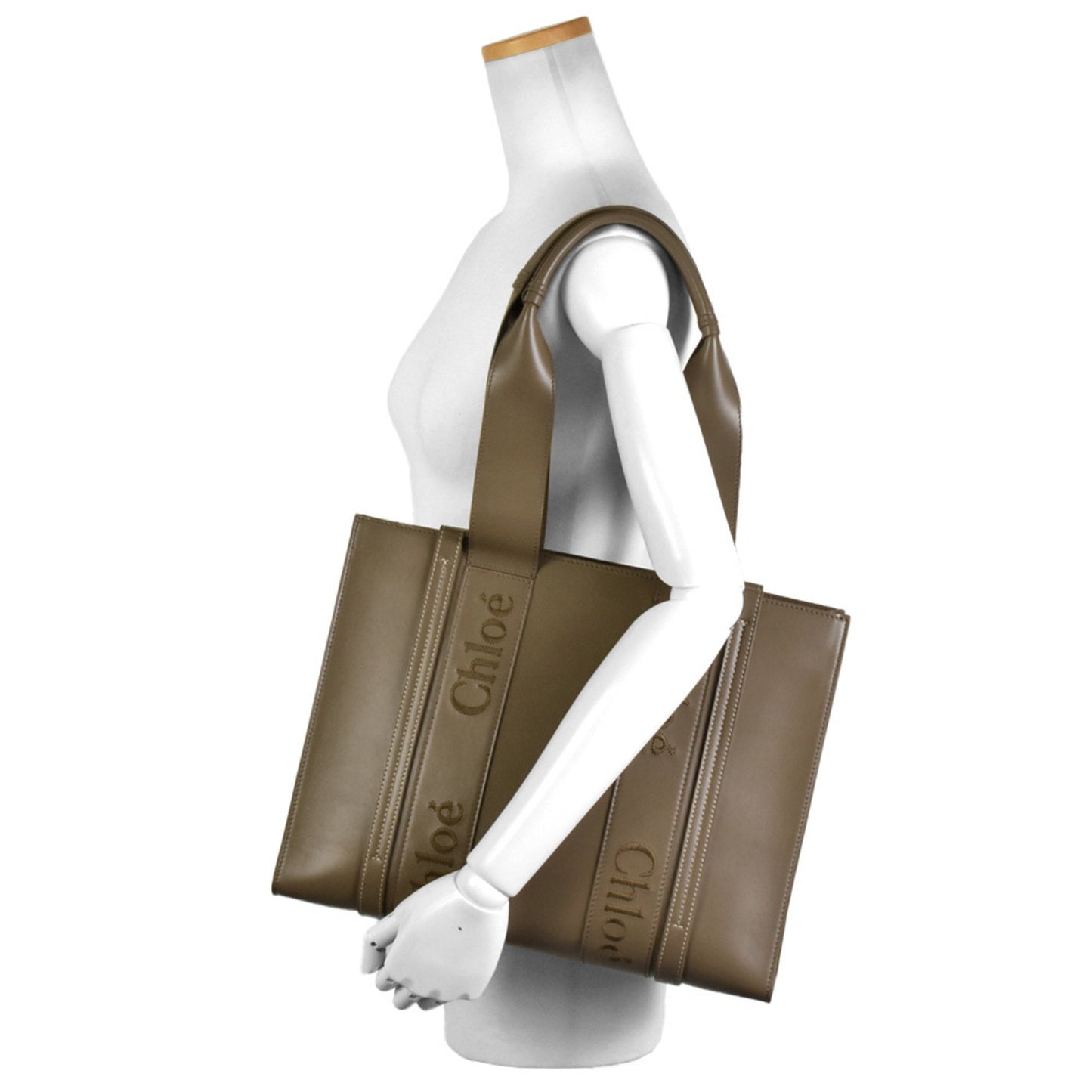 Chlo Chloe Woody Medium Tote Bag Calf Army Green