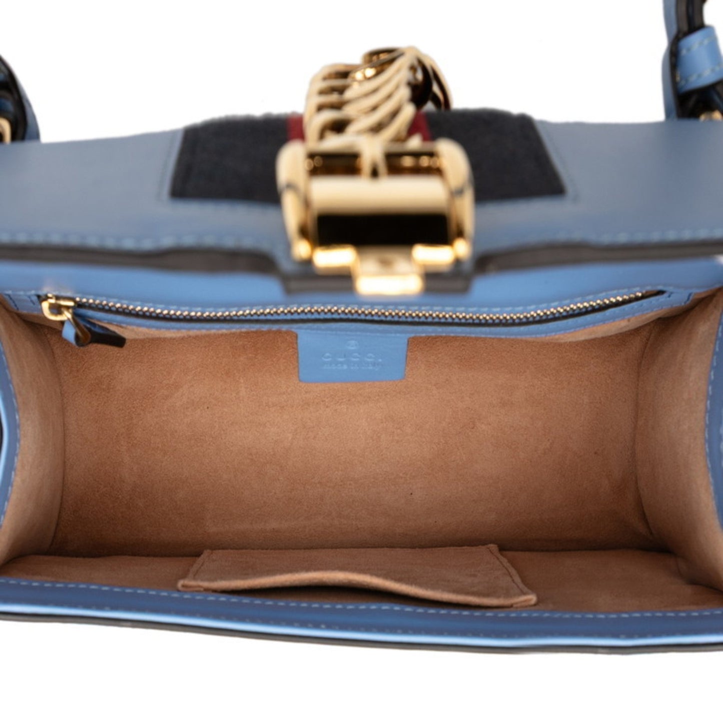 Gucci Sylvie One-Shoulder Bag 421882 Blue Leather