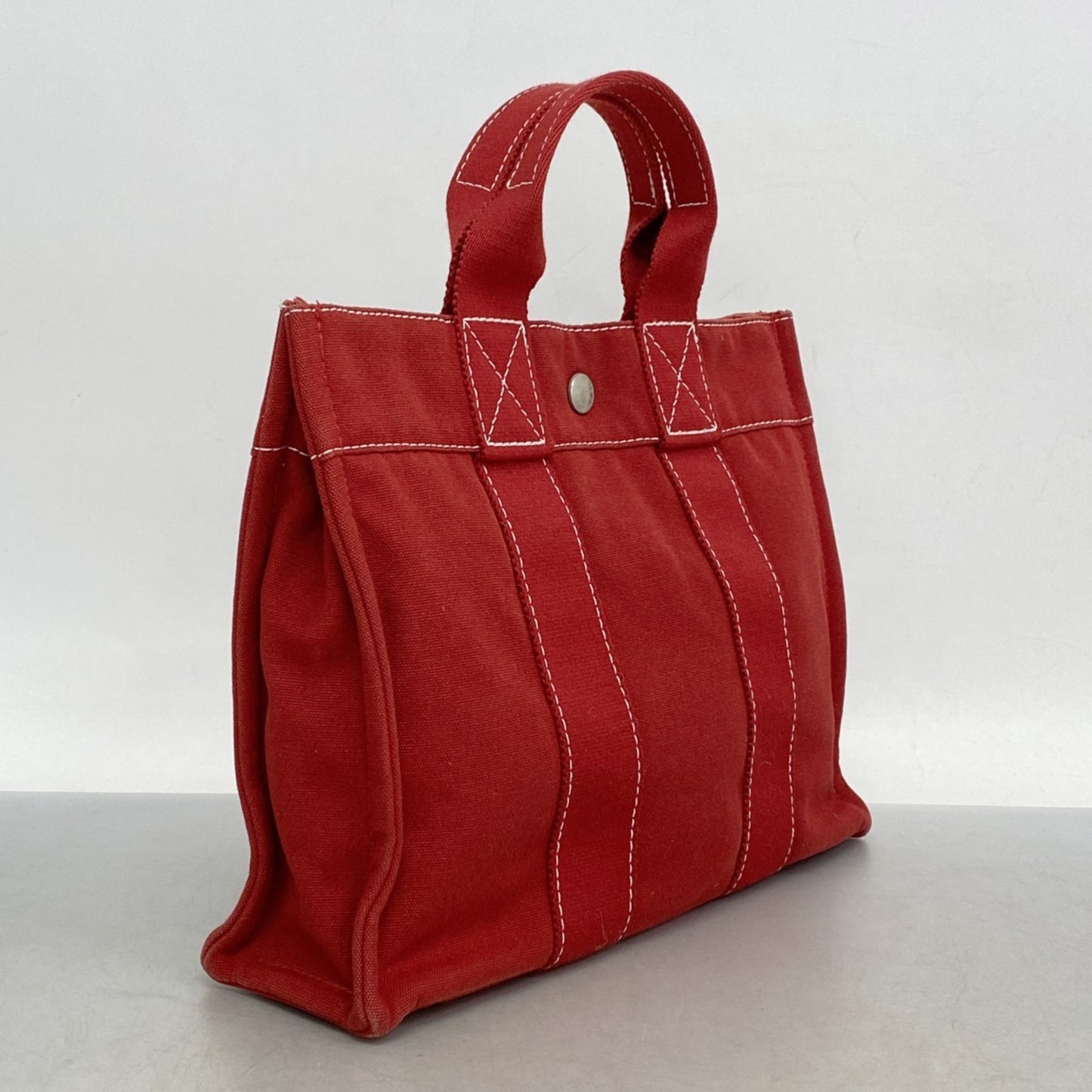 Hermes Herms Deauville Pm Tote Bag In Red Canvas