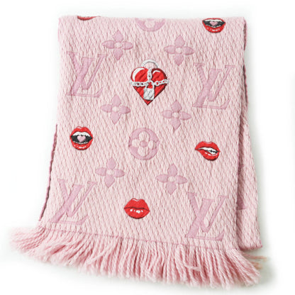 Louis Vuitton M76178 Echarpe Logomania Ala Folie Wool And Silk Rose Ballerine Lucky Monogram Scarf