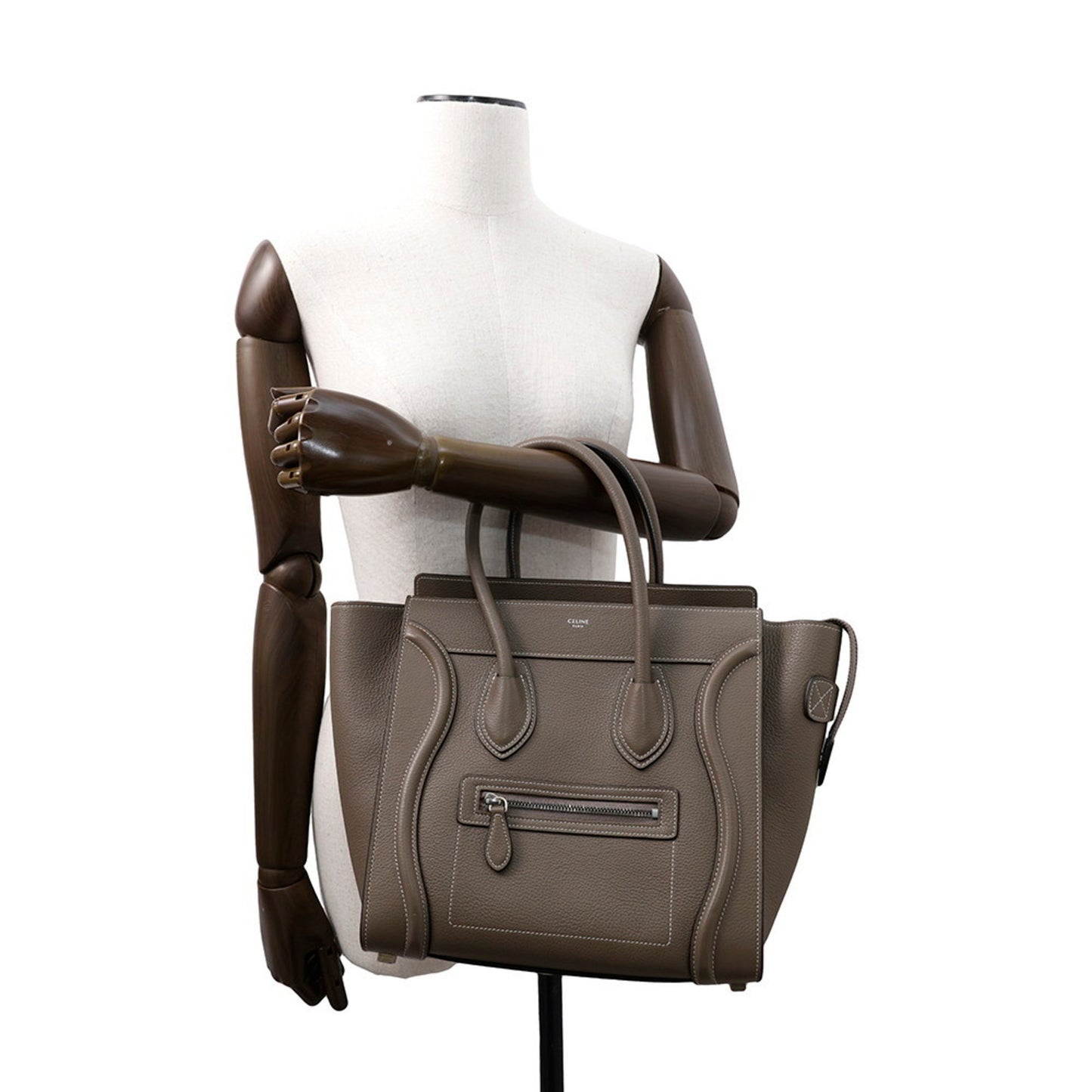 Celine Handbag Luggage Micro Shopper Leather 189793 Celine Bag Greige