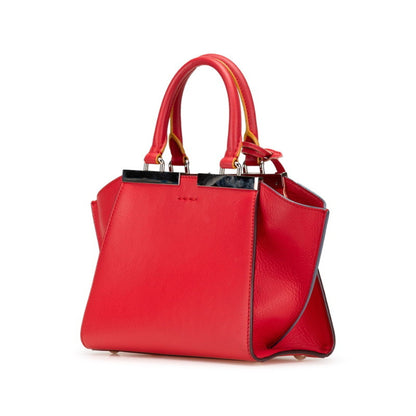 Fendi Petit Trois Jours Handbag 8Bh333 Red Leather