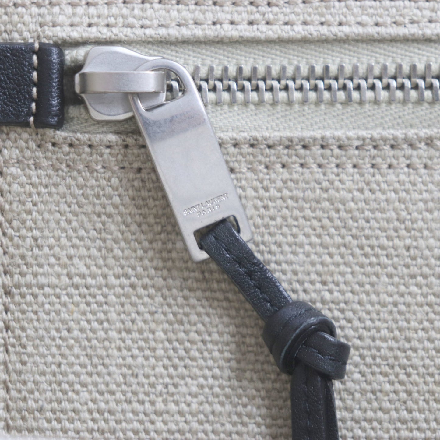 Saint Laurent 617481 Rive Gauche Logo Canvas And Leather Tote Bag In Beige Black With Dust Bag