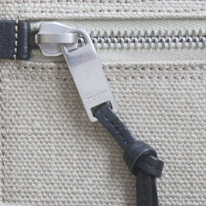 Saint Laurent 617481 Rive Gauche Logo Canvas And Leather Tote Bag In Beige Black With Dust Bag