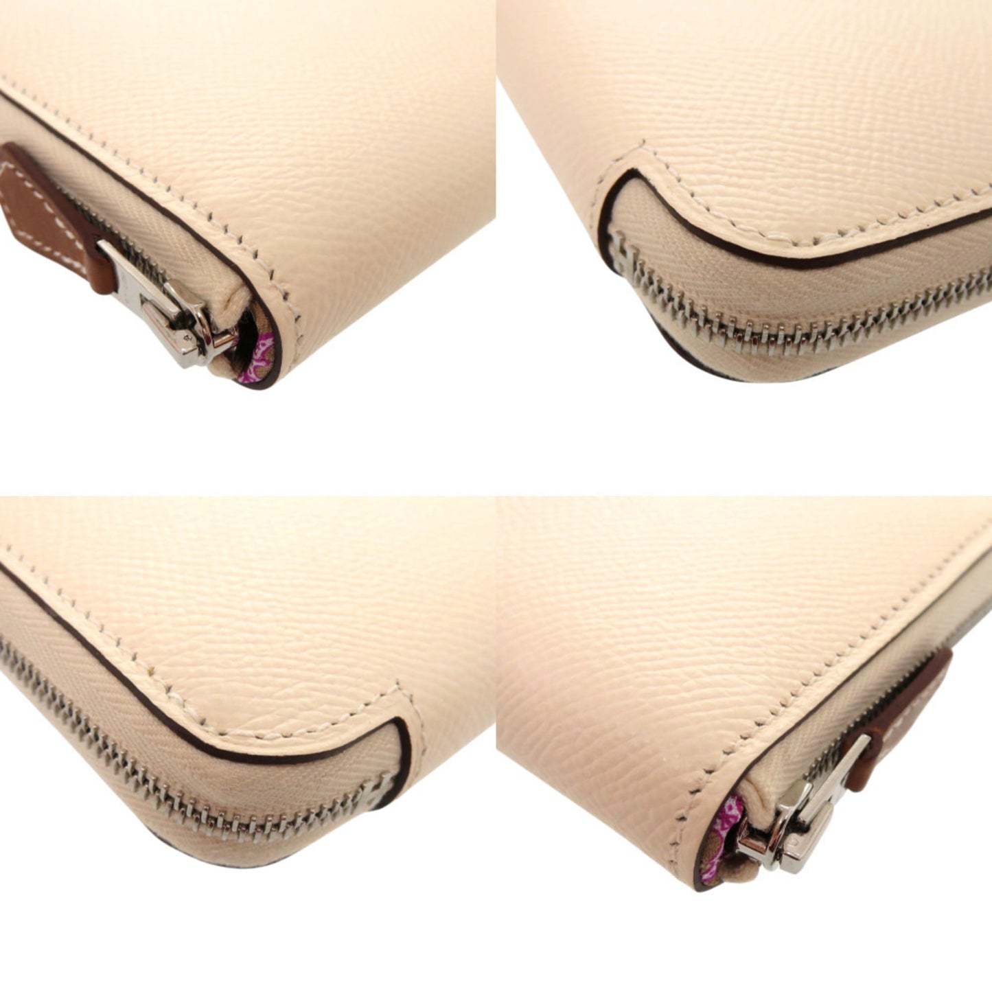 Unused Herms Azap Compact Silkin Epsom Leather Nata U Stamp (Made In 2022) White Coin Case Wallet