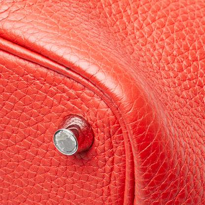 Hermes Herms Picotin Lock Pm Handbag In Rouge Cazac Red Taurillon Clemence Leather