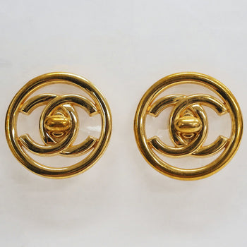 Chanel Turnlock Coco Round Earrings Gold Circle
