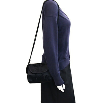 Prada Shoulder Bag In Black Satin With Tassel Embroidery