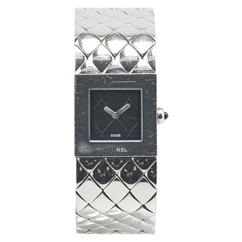 Chanel Matelasse Watch Quartz Black Dial Stainless Steel