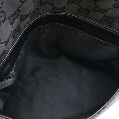 Gucci Gg Canvas Shoulder Bag Leather Black 90646