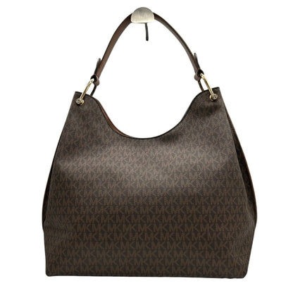 Michael Kors One-Shoulder Hobo Bag With Signature Mk Logo Charm In Brown Leather