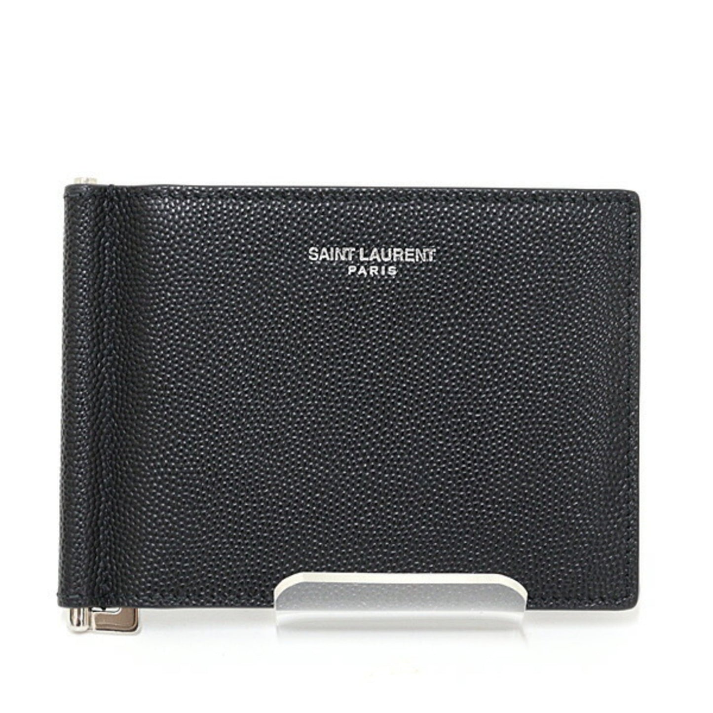 Saint Laurent Paris Bill Clip Wallet In Grained Leather