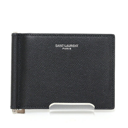 Saint Laurent Paris Bill Clip Wallet In Grained Leather