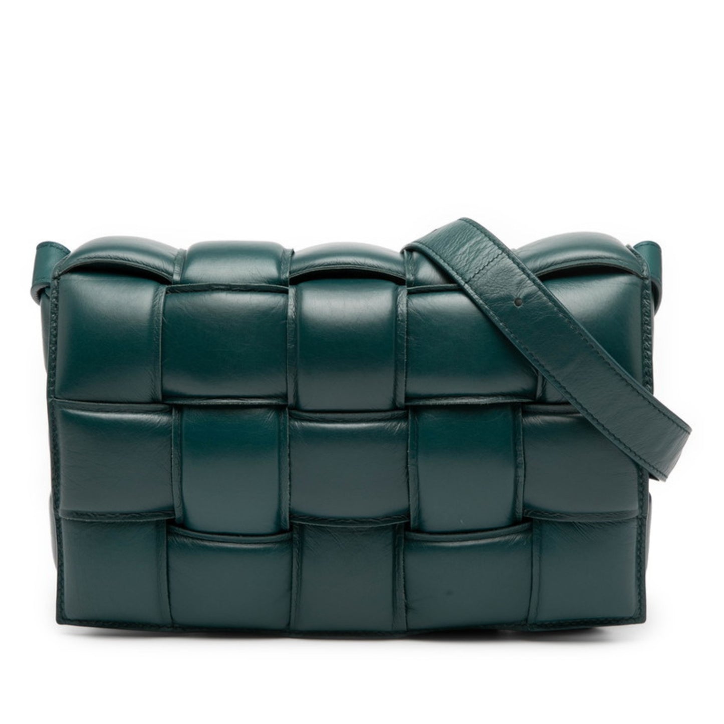 Bottega Veneta Intrecciato Padette Cassette Shoulder Bag In Green Leather