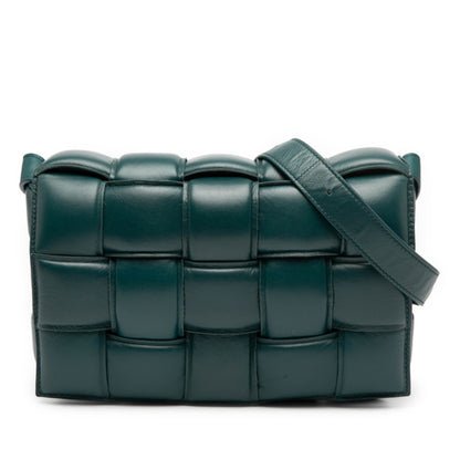 Bottega Veneta Intrecciato Padette Cassette Shoulder Bag In Green Leather