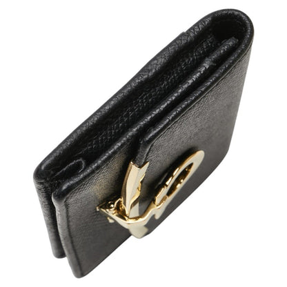 Salvatore Ferragamo Gancini Card Case In Black Leather