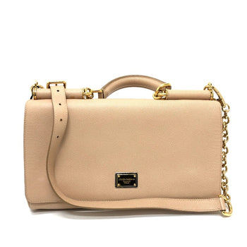 Dolce&Gabbana 2Way Bag Shoulder Bag Beige Goldhardware