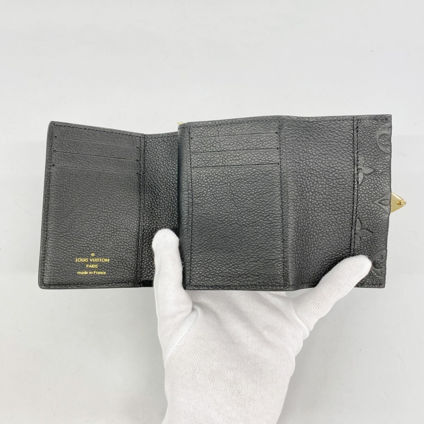 Louis Vuitton Monogram Empreinte Portefeuille Metisse Compact Tri-Fold Wallet M80880 Noir