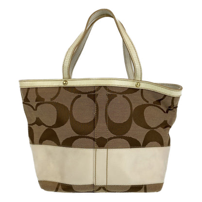 Coach Signature Beige White Gold Hardware Leather Canvas B0767-10123 Tote Bag Handbag