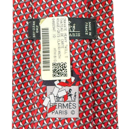 Hermes All-Over Print Silk Tie In Multicolored Red