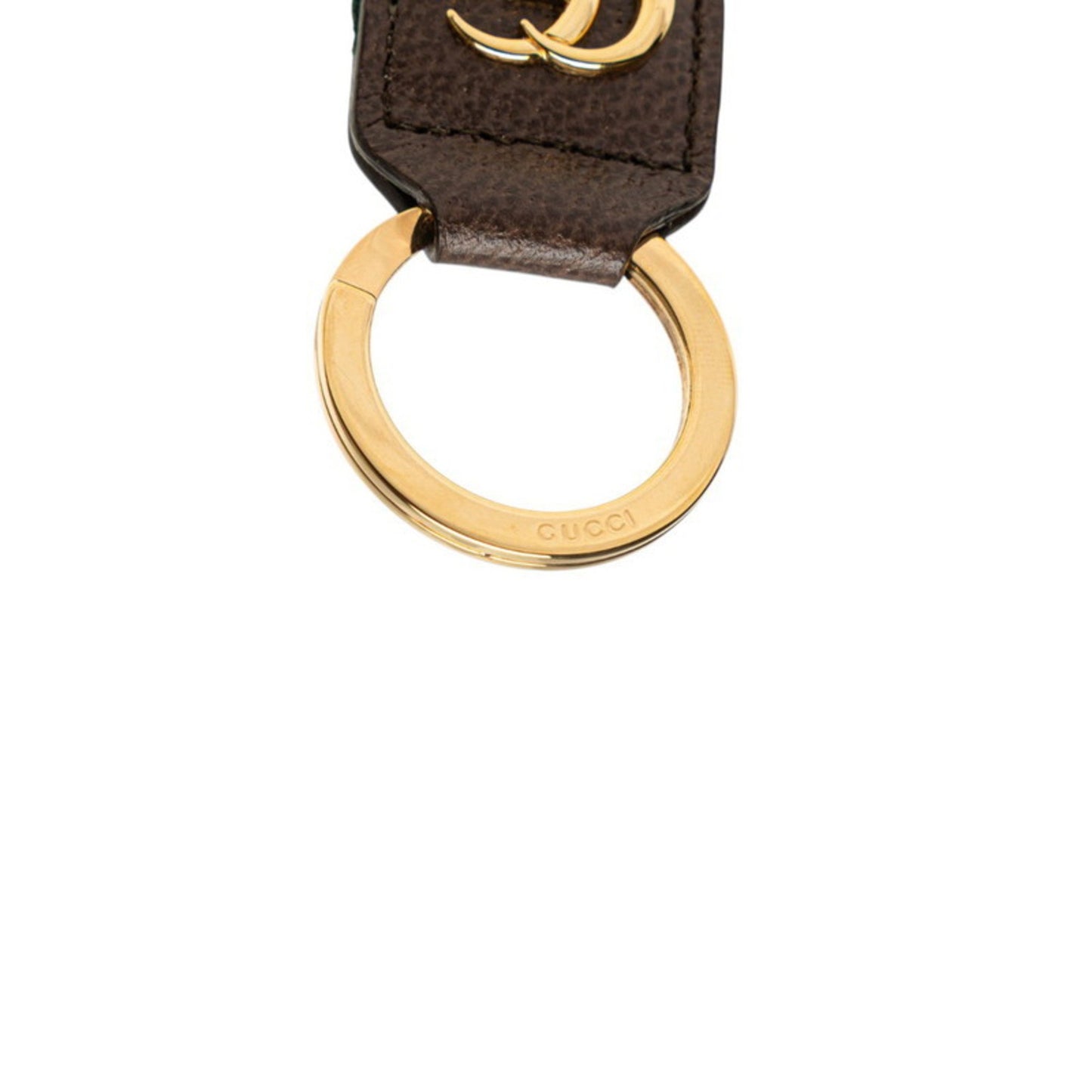 Gucci Ophidia Sherry Line Key Ring 479292 Brown Gold Leather Canvas