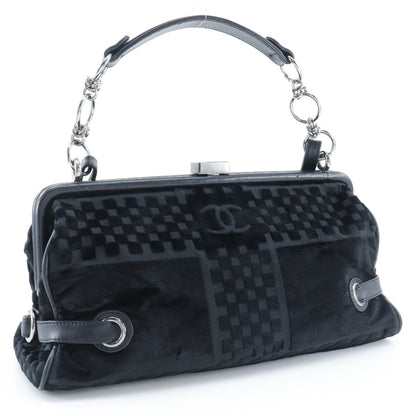 Chanel Chain Shoulder Bag Coco Mark A33096 Velour Black 2Way Chainshoulder