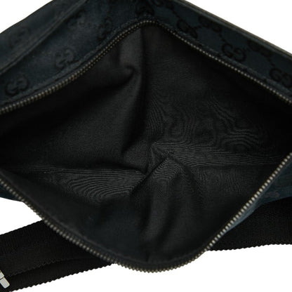 Gucci Gg Canvas Waist Bag/Shoulder Bag 28566 Black Leather