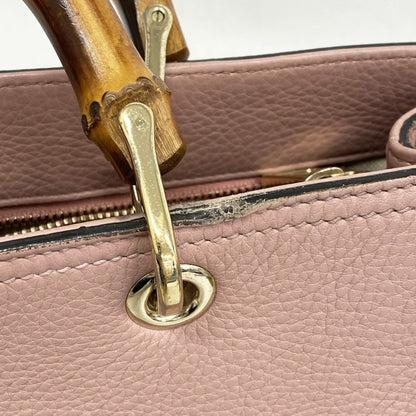 Gucci Bamboo Handbag 323660 Leather Pink Champagne 2-Way Bag