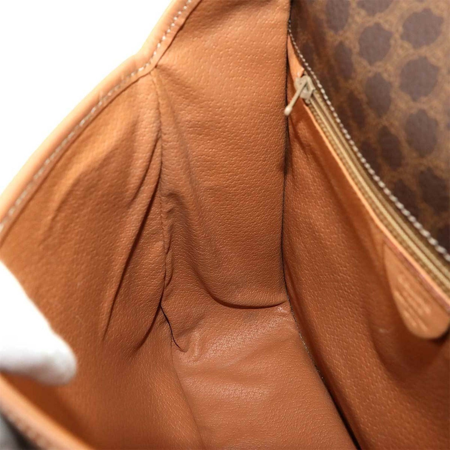 Celine Macadam Shoulder Bag In Brown Leather