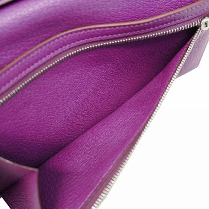 Hermes Herms Bearn Soufflet Chevre Mysore Violet Long Wallet