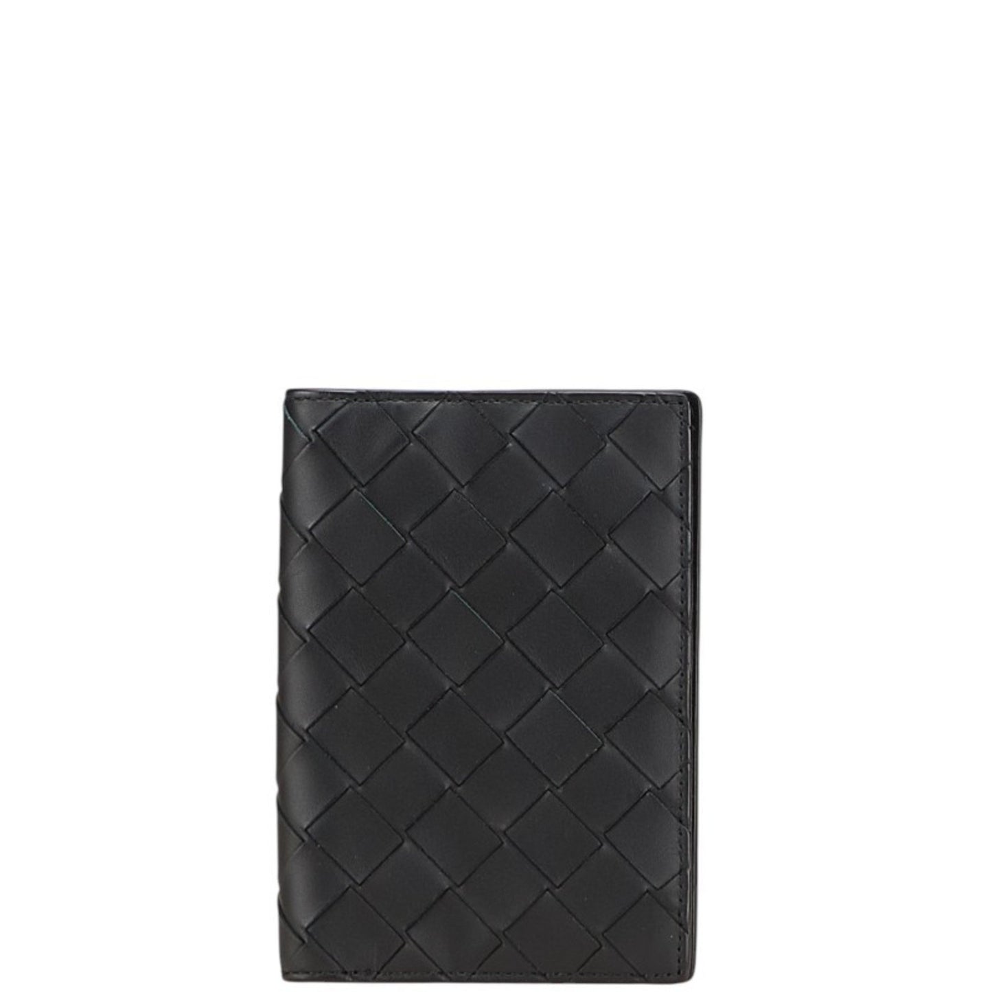Bottega Veneta Intrecciato Passport Case In Black Leather