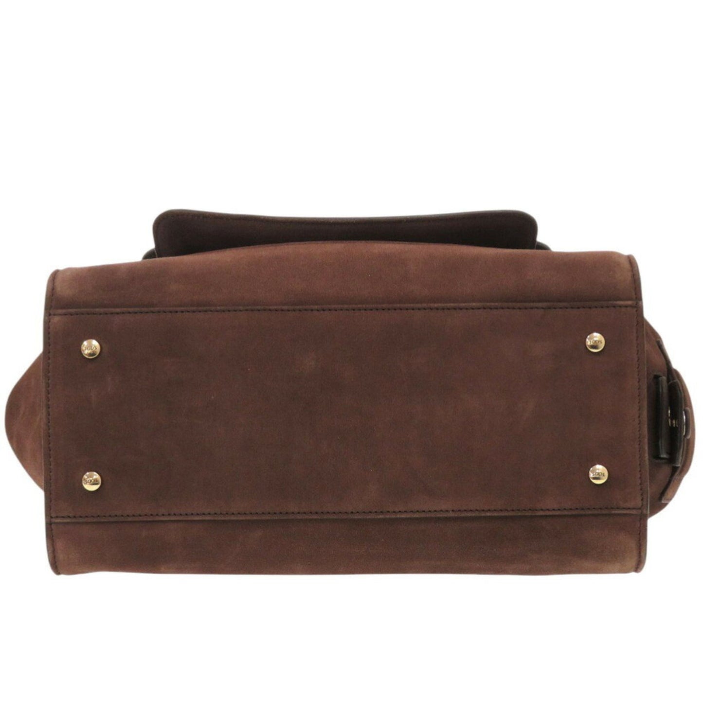 Tod'S Double T Suede Leather Brown Handbag Shoulder Bag 1307Tod'S