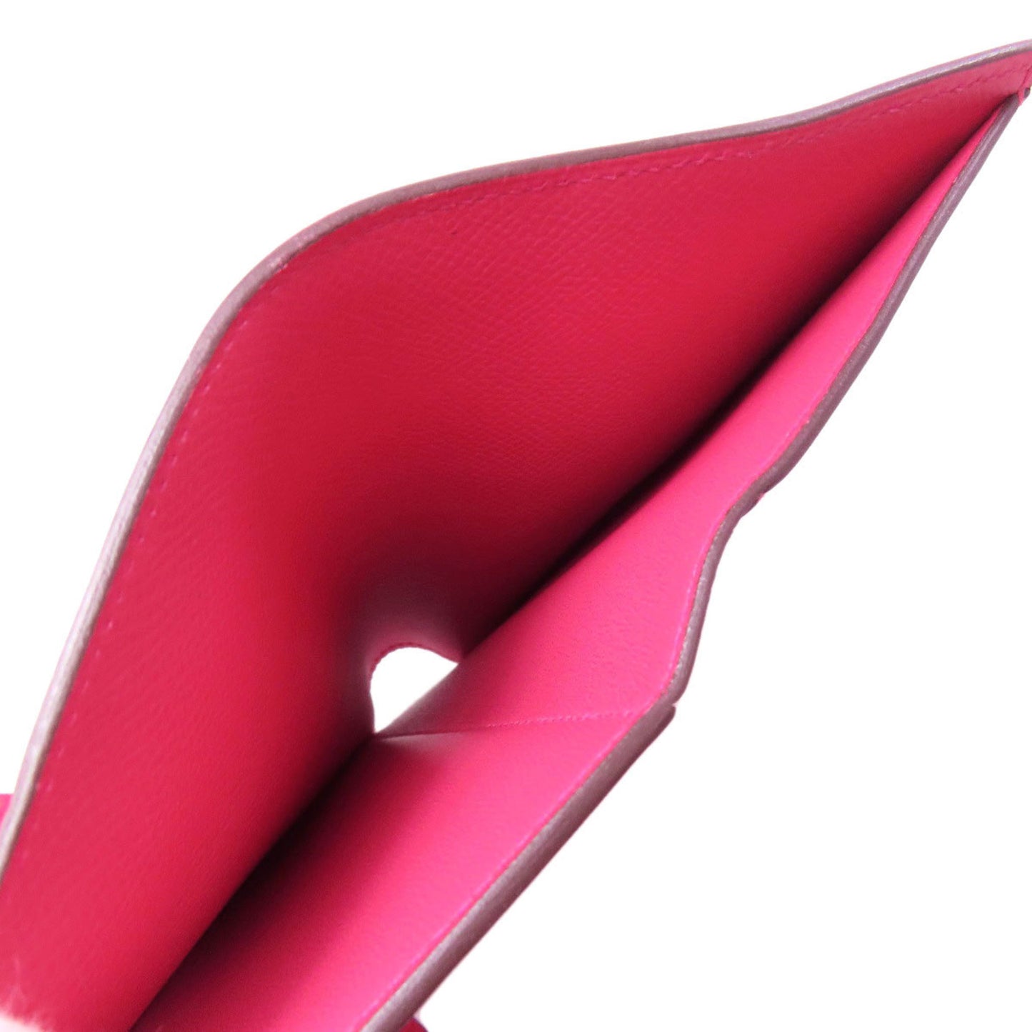 Hermes Herms Kelly Wallet Compact Rose Extreme Silver Hardware Bifold Epson