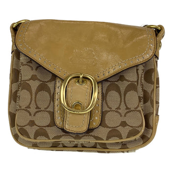 Coach Signature Beige Gold Canvas Shoulder Bag Crossbody Pochette