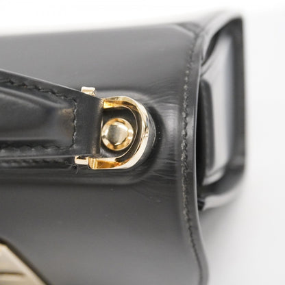 Salvatore Ferragamo Boxy Leather Handbag In Black And Champagne