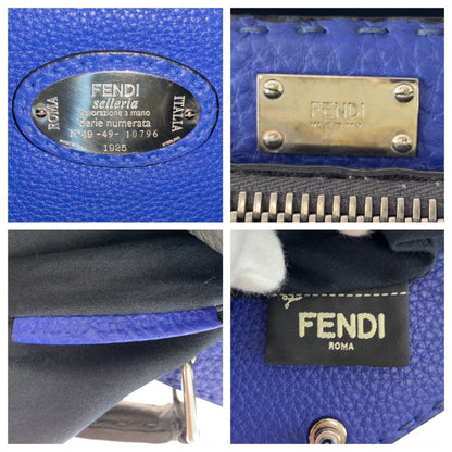 Fendi Selleria Peekaboo Grey Silver Hardware Leather 7Va406 Business Bag Briefcase