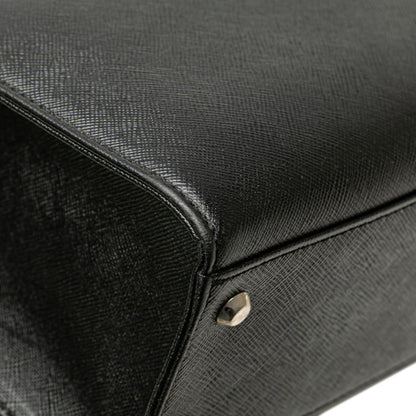 Burberry Nova Check Handbag Tote Bag Black Leather