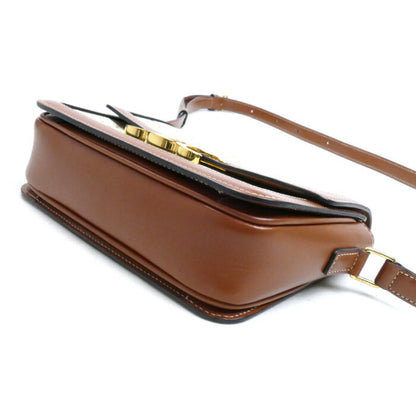 Celine Teen Triomphe Shoulder Bag White Brown 188882Bz4.01Bc