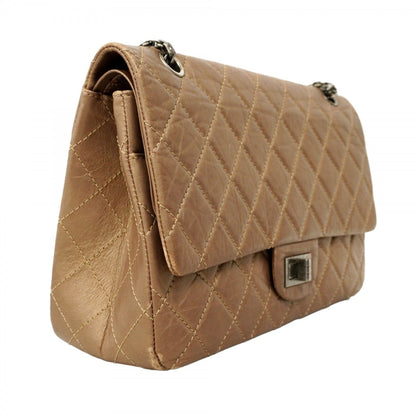 Chanel Shoulder Bag 2.55 Matelasse Double Flap Chain Lambskin Brown Gold