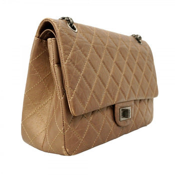 Chanel Shoulder Bag 2.55 Matelasse Double Flap Chain Lambskin Brown Gold
