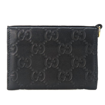 Gucci Business Card Holder/Card Case 323401 Shimmer Leather Black Holder Accessories